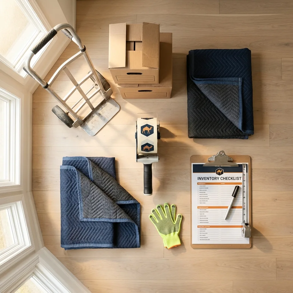 Professional moving supplies and packing materials layout for Tilton residential relocations